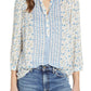 Blusa feminina Lucky Brand Megan com estampa mista, branca, tamanho médio