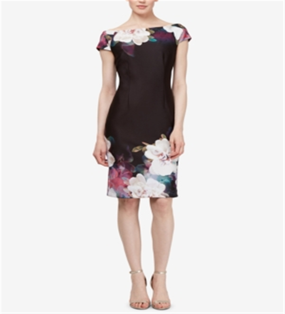 Vestido de mergulho floral feminino SL Fashions, preto, tamanho 10