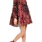 Vestido feminino Free People com manga comprida e acima do joelho, cintura império, vermelho, tamanho médio