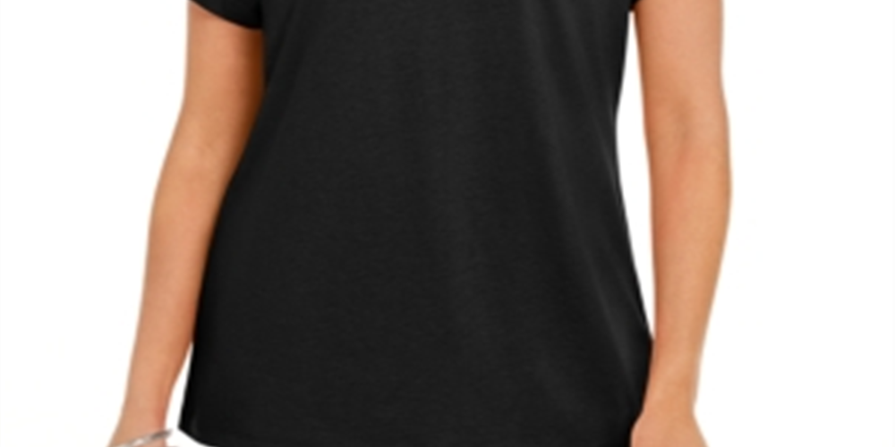 Camiseta feminina Karen Scott Keyhole preta tamanho P