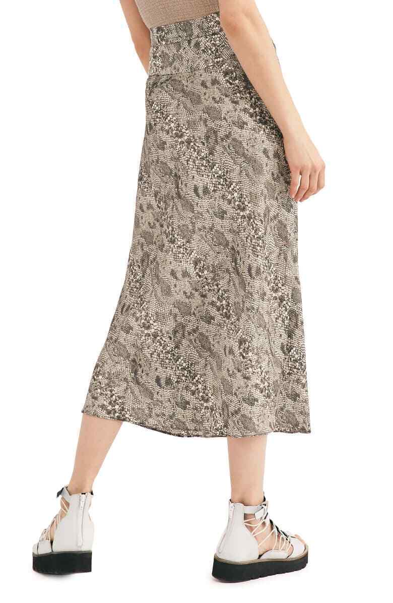 Saia lápis estampada comprimento chá feminina Free People, cinza, tamanho 2