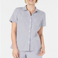 Camisa feminina Karen Scott de algodão seersucker, azul, tamanho XX-G