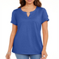 Camiseta feminina Karen Scott Keyhole azul tamanho pequeno