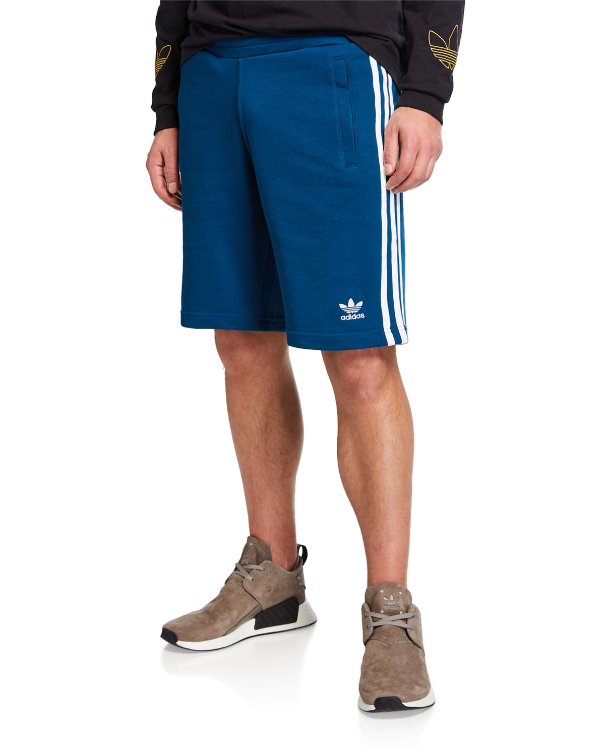 Shorts Adidas Masculino 3 Listras Azul Tamanho Médio