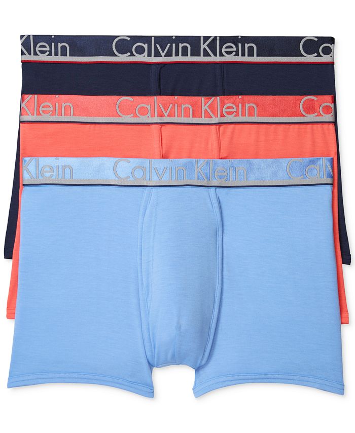Calvin Klein Men's Comfort Microfiber Pacote com 3 Trunks Azul Tamanho Médio