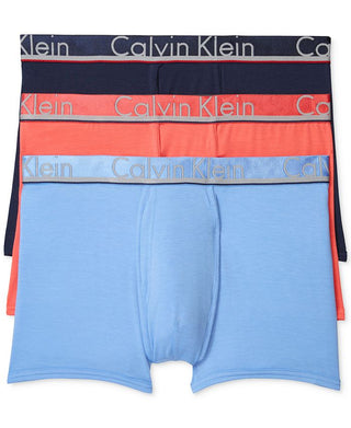Calvin Klein Men's Comfort Microfiber Pacote com 3 Trunks Azul Tamanho Médio