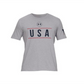 Camiseta masculina com estampa Freedom Logo da Under Armour, cinza, tamanho médio
