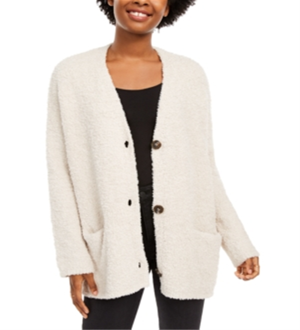 Cardigan American Rag Junior's com decote em V, bege, tamanho grande