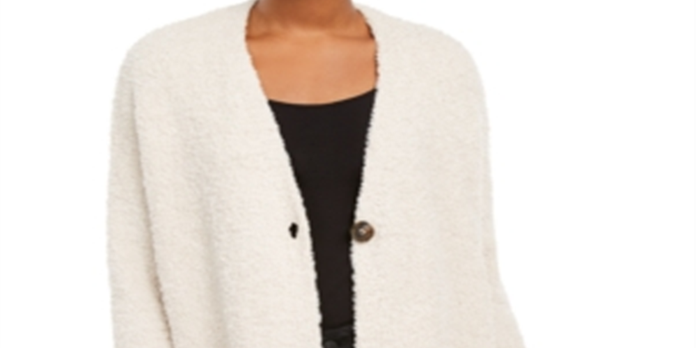 Cardigan American Rag Junior's com decote em V, bege, tamanho grande