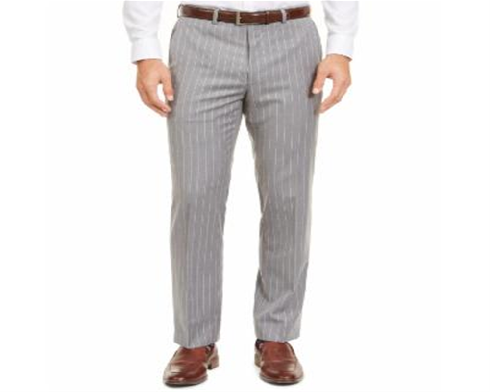 Calça de terno Ralph Lauren Classic Fit UltraFlex Stretch Stripe Masculina, cinza, tamanho 36x32