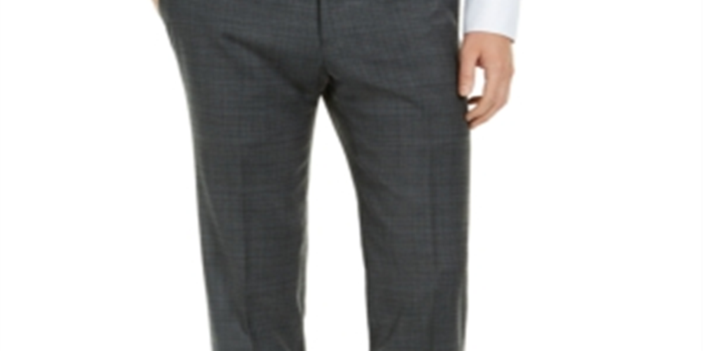 Calça de terno xadrez elástica Tommy Hilfiger masculina Modern Fit THFlex cinza tamanho 36x34