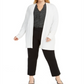 Cardigan de malha com frente aberta feminino Alfani, branco, tamanho 0X