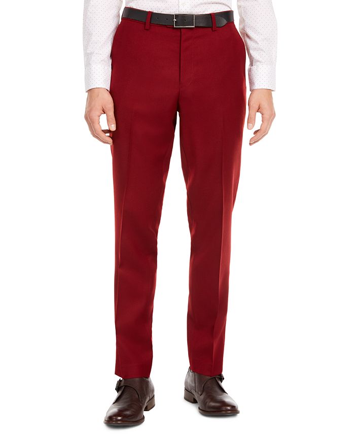 Calça social masculina Bar III Slim Fit de lã elástica, tamanho 30X30, vermelha