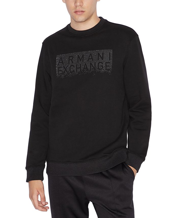 Moletom masculino com logo bordado AX Armani Exchange, preto, tamanho XX-G