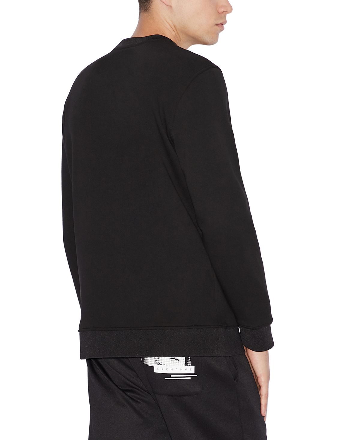 Moletom masculino com logo bordado AX Armani Exchange, preto, tamanho XX-G