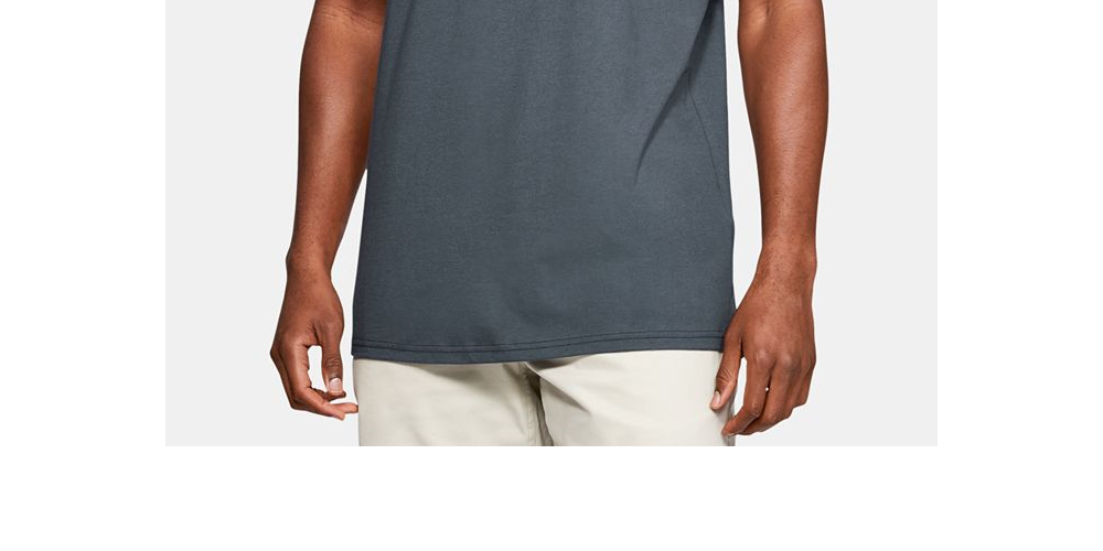 Camiseta de manga curta com gola redonda gráfica masculina Under Armour, cinza, tamanho pequeno