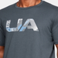 Camiseta de manga curta com gola redonda gráfica masculina Under Armour, cinza, tamanho pequeno
