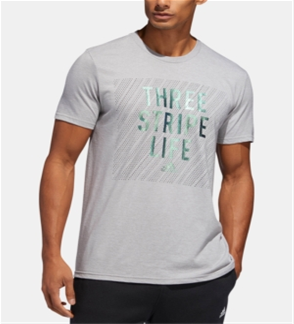 Camiseta Adidas ClimaLite Graphic Masculina Cinza Tamanho XXG