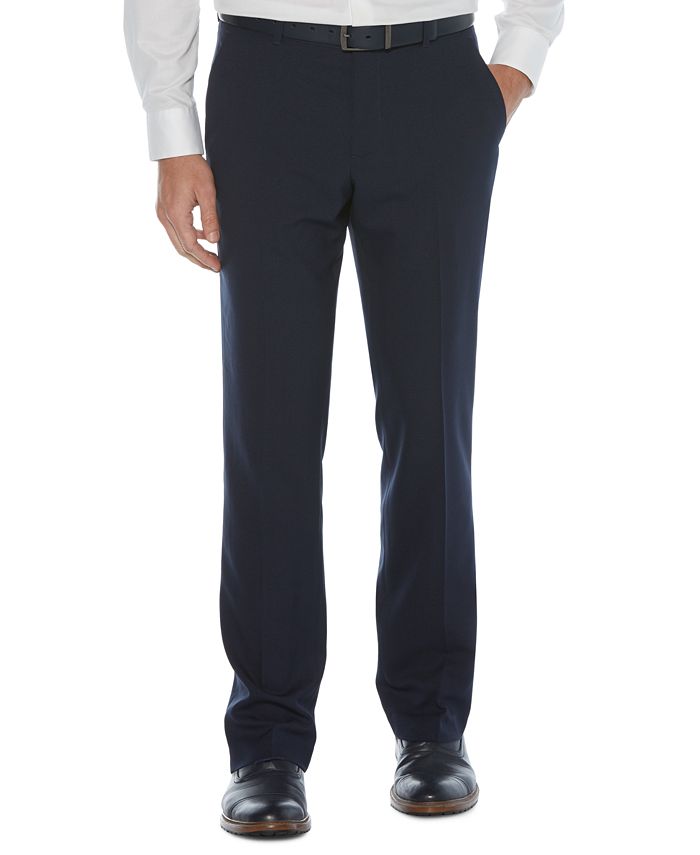 Calça social masculina Perry Ellis Modern Fit, sem passar roupa, com estampa xadrez texturizada e elástica, tamanho azul-marinho, 40x32