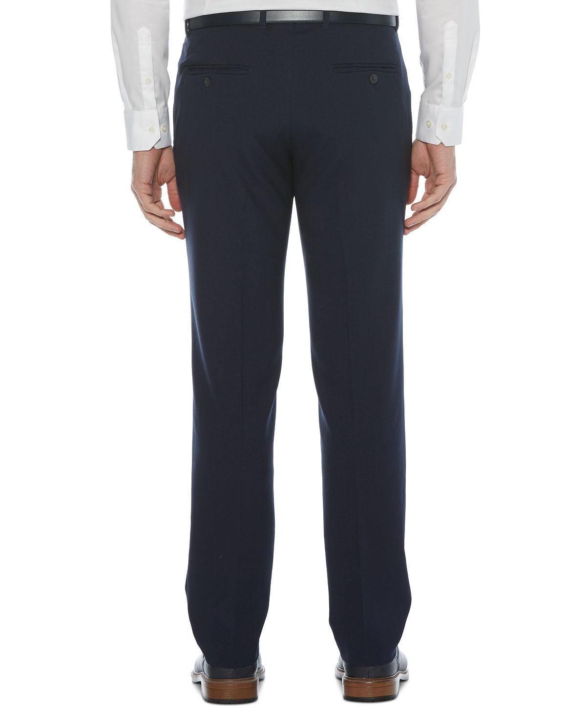 Calça social masculina Perry Ellis Modern Fit, sem passar roupa, com estampa xadrez texturizada e elástica, tamanho azul-marinho, 40x32