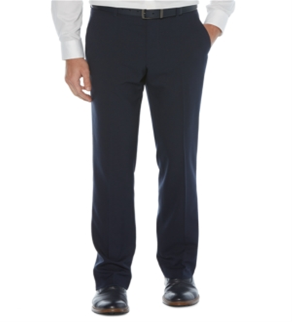 Calça social masculina Perry Ellis Modern Fit, sem passar roupa, com estampa xadrez texturizada e elástica, tamanho azul-marinho, 40x32