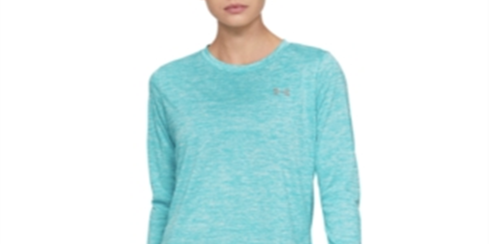 Camisa de manga comprida Tech Twist feminina Under Armour, azul, tamanho pequeno