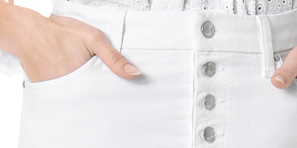 Saia lápis jeans feminina Joe's com botões e botões, branca, tamanho 30