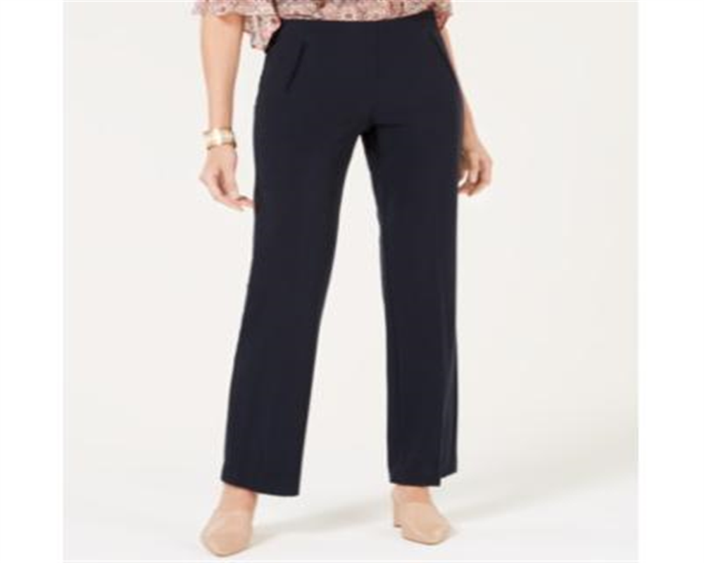 Calça feminina estilo &amp; co com controle de barriga, perna reta, azul, tamanho 4