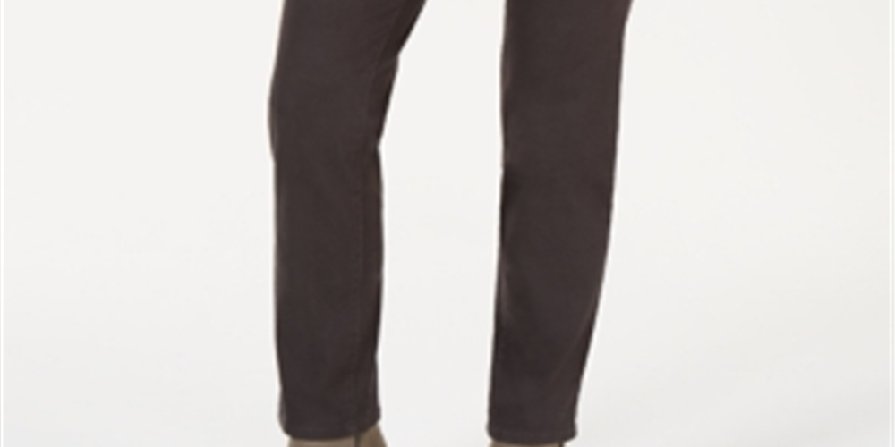 Jeans feminino estilo &amp; co com controle de barriga, perna reta, cinza escuro, tamanho 8