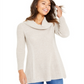 Túnica feminina estilo &amp; co com decote em V e costura mista, bege, tamanho grande