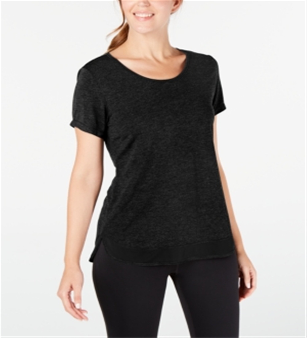 Camiseta feminina Ideology com bainha em malha - preta, tamanho XL