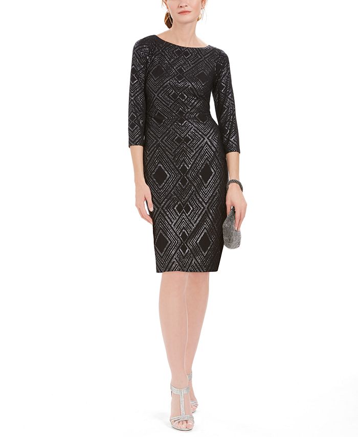 Vestido de malha brilhante feminino Jessica Howard, preto, tamanho 14, pequeno