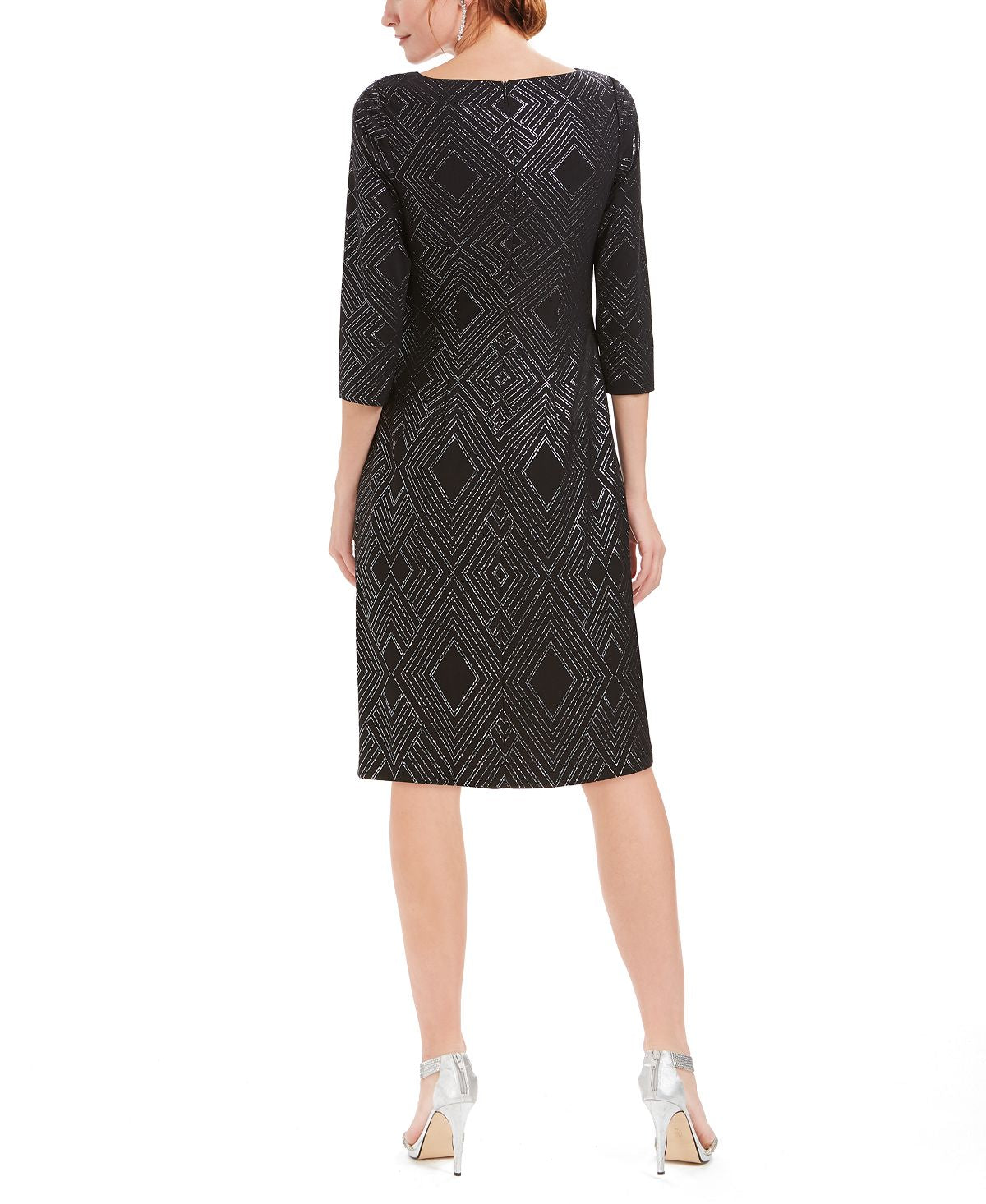 Vestido de malha brilhante feminino Jessica Howard, preto, tamanho 14, pequeno