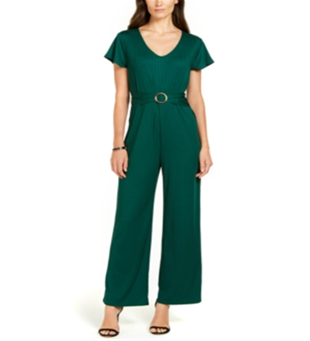 Macacão feminino com cinto da coleção NY, verde, tamanho pequeno, extragrande