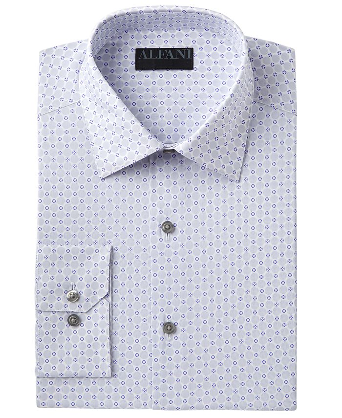 Camisa social masculina Alfani com estampa geométrica Circle, cinza, tamanho 15,5 x 32-33