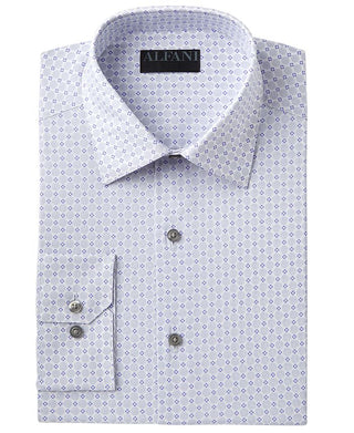 Alfani Men's Circle Geo Print Dress Shirt Gray Size 15.5x32-33