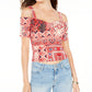 Guss Crop Top Jada Feminino com Frente Franzida e Ombro Aberto, Preto, Tamanho Médio