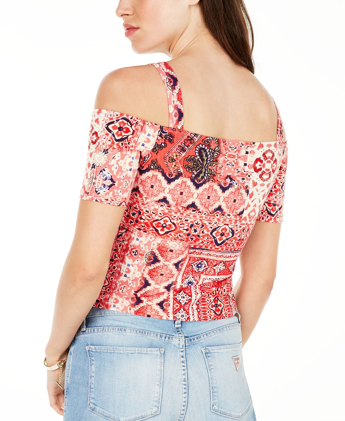 Guss Crop Top Jada Feminino com Frente Franzida e Ombro Aberto, Preto, Tamanho Médio