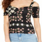 Guss Crop Top Jada Feminino com Frente Franzida e Ombro Aberto, Preto, Tamanho Médio