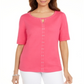 Karen Scott Top Feminino de Algodão com Tachas e Fenda Rosa Tamanho P