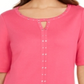Karen Scott Top Feminino de Algodão com Tachas e Fenda Rosa Tamanho P