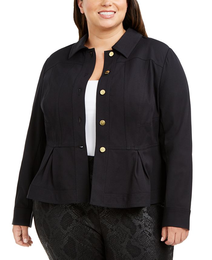 Jaqueta peplum feminina INC International Concepts preta tamanho 3X