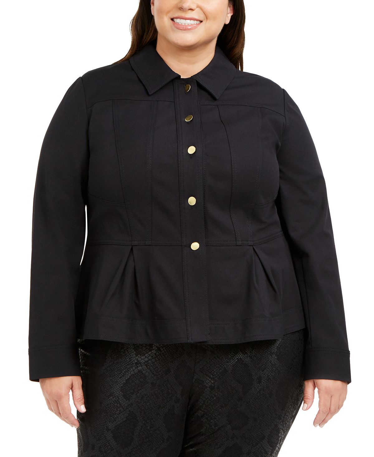 Jaqueta peplum feminina INC International Concepts preta tamanho 3X
