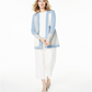 Cardigan feminino de cashmere puro com blocos de cores Charter Club, azul, tamanho pequeno G