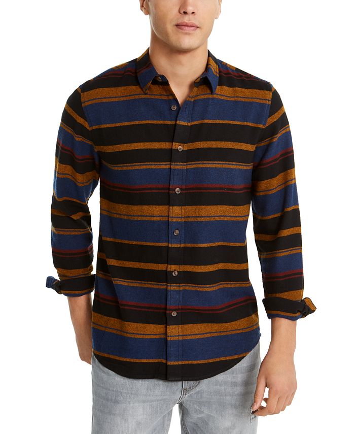 Camisa de flanela listrada masculina American Rag Fay, preta, tamanho pequeno