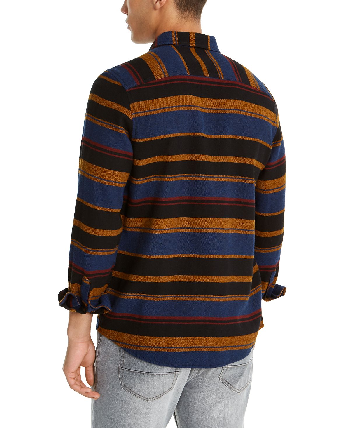 Camisa de flanela listrada masculina American Rag Fay, preta, tamanho pequeno
