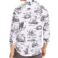 Camisa casual masculina Tasso Elba estampada de manga comprida, caimento clássico, branca, tamanho grande