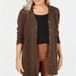 Karen Scott Cardigan Duster Feminino com Botões Frontais Marrom Tamanho Pequeno P