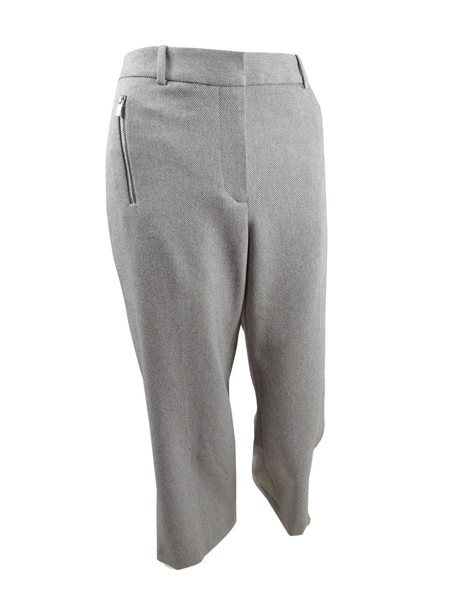 Calça curta de sarja Calvin Klein feminina com bolso e zíper, cinza, tamanho 18W