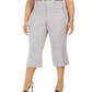 Calça curta de sarja Calvin Klein feminina com bolso e zíper, cinza, tamanho 18W